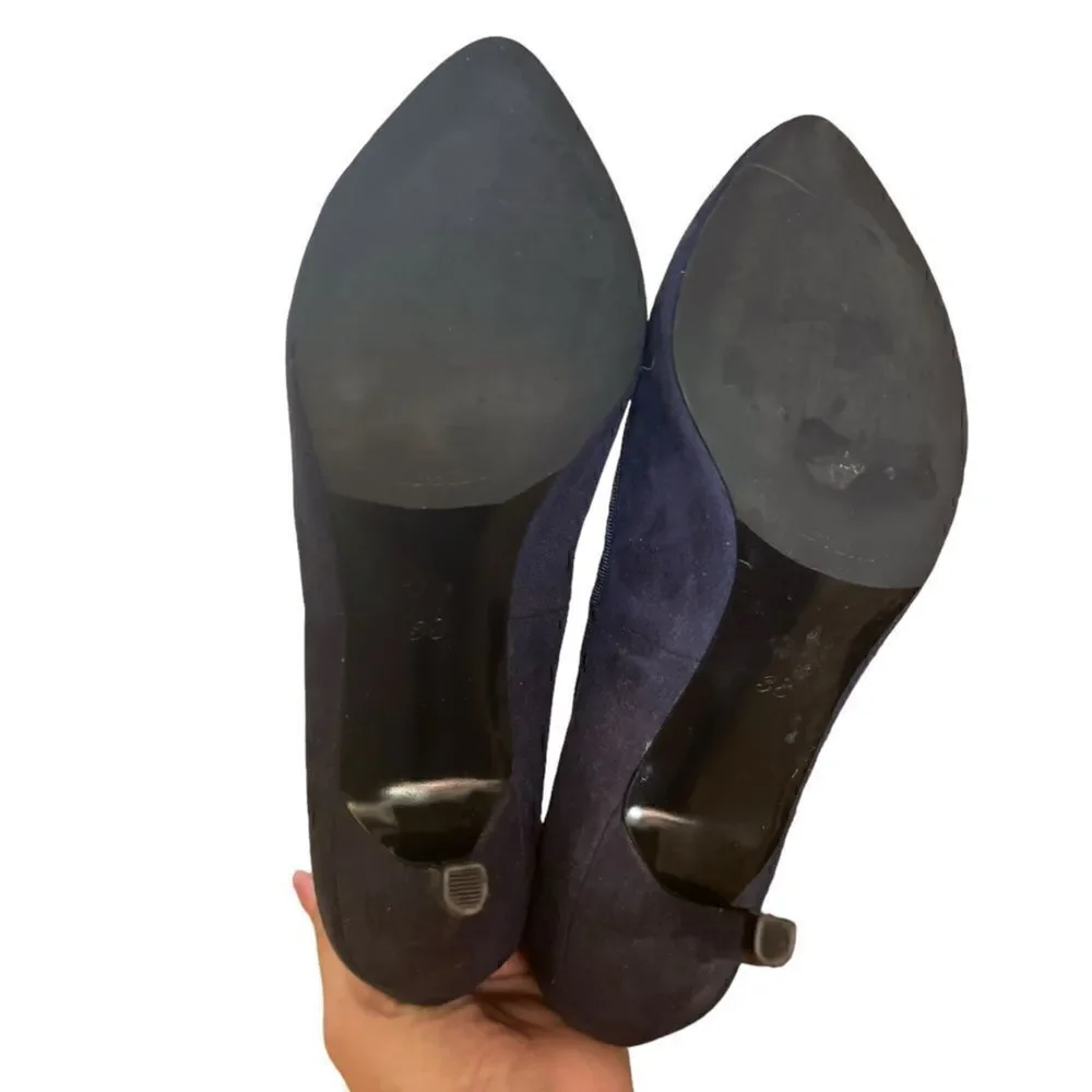 Zara Trafaluc Navy Blue Suede Pumps Size 38/7.5